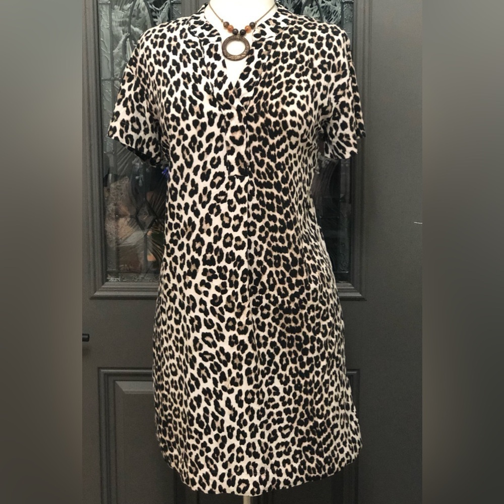 H&M Leopard Print Short Sleeve Loose Fit Shirt Dress